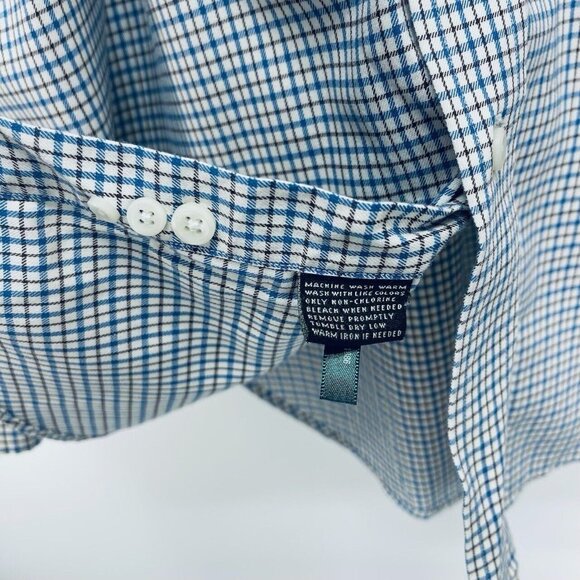 Vintage Ralph Lauren Plaid White/blue Button Down Long Sleeve Shirt 16 1/2 L - Picture 7 of 11